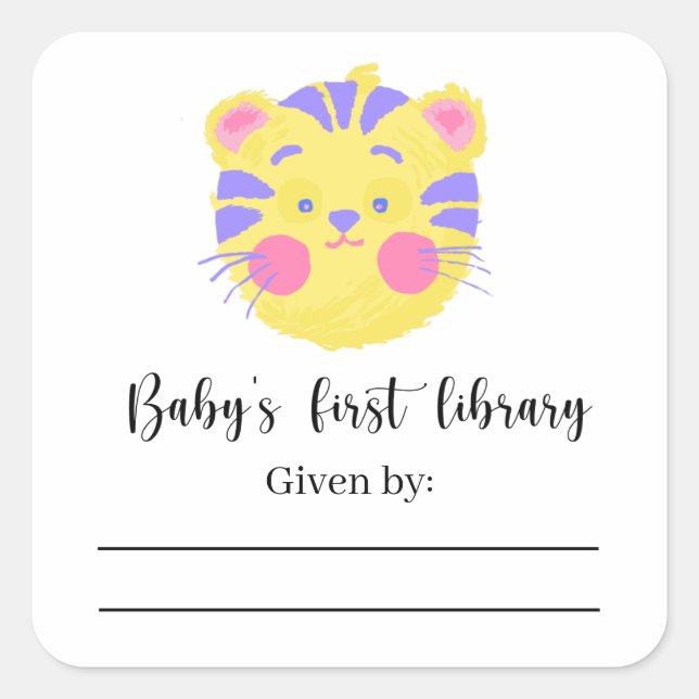 León - Etiqueta para libros de regalo de baby show (Anverso)