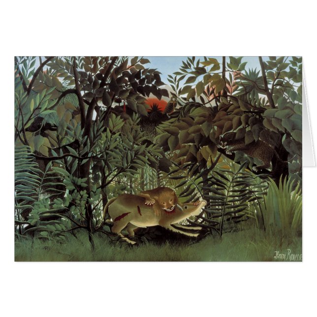 León hambriento de Henri Rousseau, animal salvaje  (Anverso (Horizontal))
