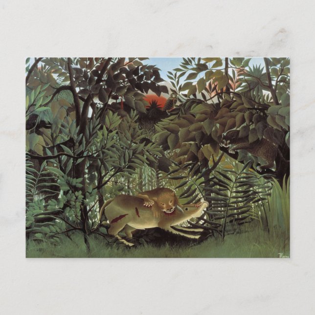 León hambriento por postal de Henri Rousseau (Anverso)