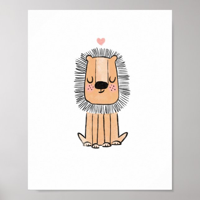 León lindo arte acuarela guardería preescolar (Frente)