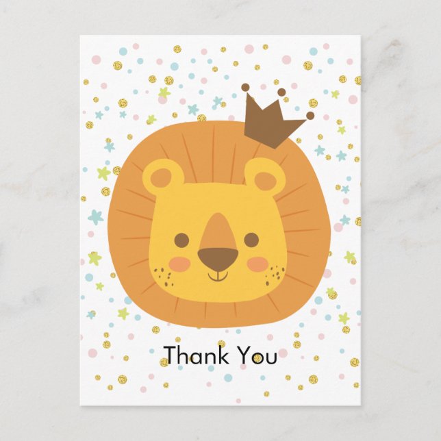 león, lindo tarjeta de agradecimiento (Anverso)