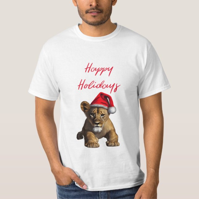 León llevando una camiseta Gorra de Santa Claus (Anverso)