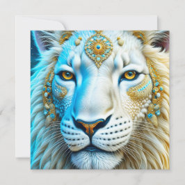 León majestuoso blanco y dorado