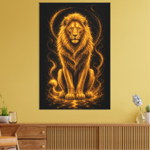 León Majestuoso Dorado – Arte de Chispa de Luz Cel