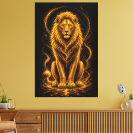 León Majestuoso Dorado – Arte de Chispa de Luz Cel