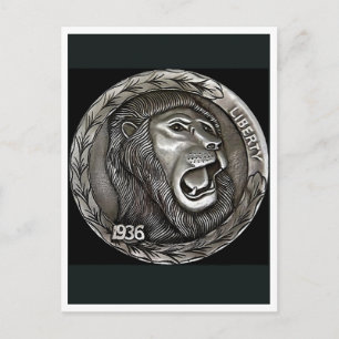 León. Moneda de níquel hobo. Postal