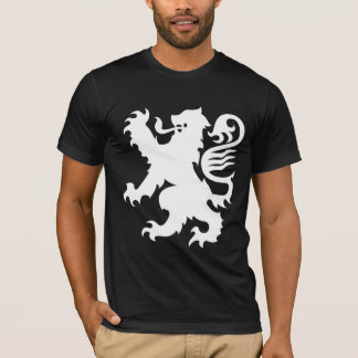 León negro del blanco de la heráldica de la camisa