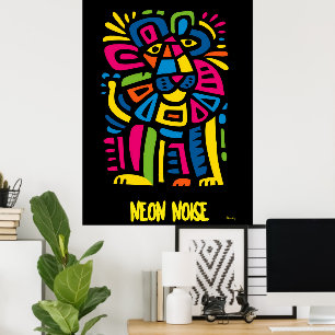 León Neon Noise - Resumen de arte tribal geométric