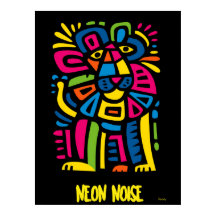 León Neon Noise - Resumen de arte tribal geométric