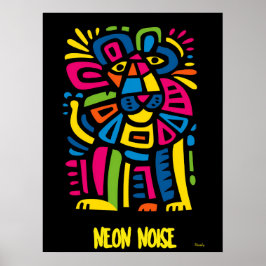 León Neon Noise - Resumen de arte tribal geométric