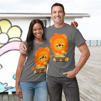 León Personalizado lindo jugando a la camiseta de 