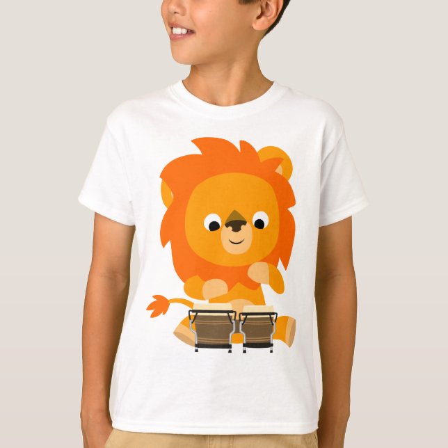 León Personalizado lindo jugando Bongos Camiseta p (Anverso)