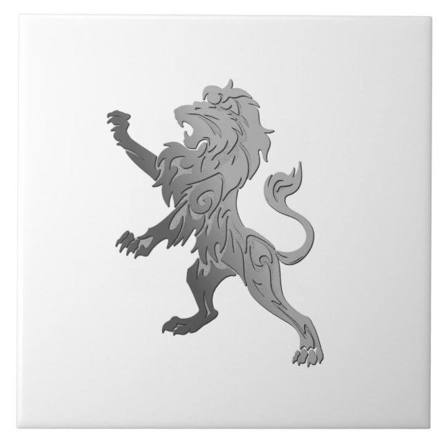 León Real Real en Baldosa Cerámica Blanca (Frente)