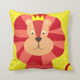 León rojo en el Cojín decorativo amarillo del