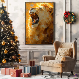 León Rugiente en Arte de Impasto Dinámico