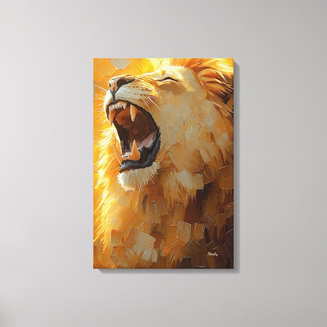 León Rugiente en Arte de Impasto Dinámico (Anverso)