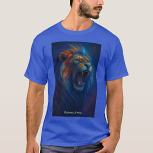León ruidoso y fuerte - Camiseta azul y Naranja br