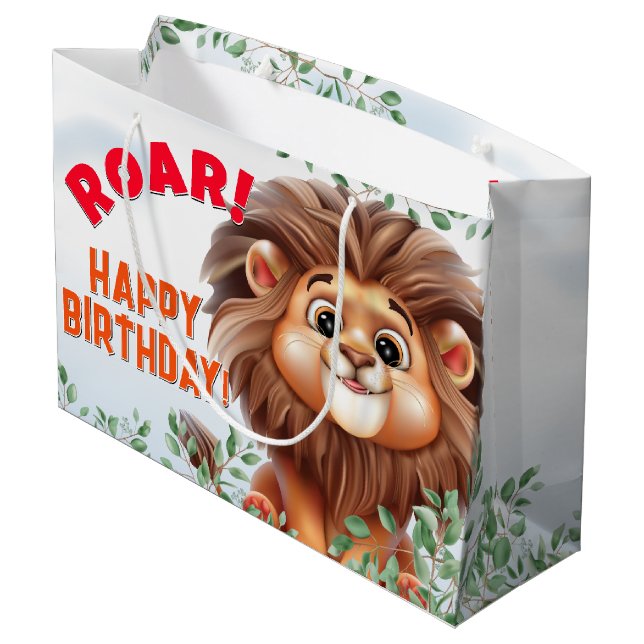 León Safari Niños grandes Bolsa de Regalo de Cumpl (Angulo reverso)