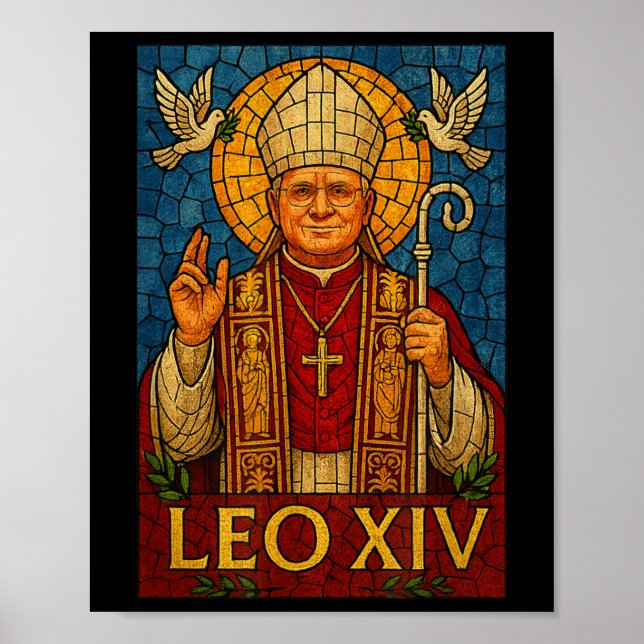 León Xiv: Católico Cristiano de Arte Mosaico Divin (Frente)