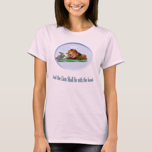 León y camisetas cristianas de cordero (Anverso)