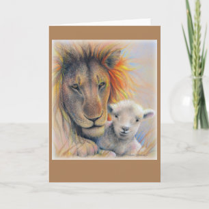 León y Cordero, Tarjeta Estándar de 5" x 7", Doble