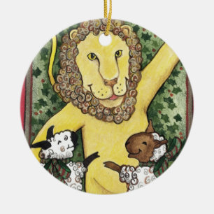 León y corderos, ornamento del navidad
