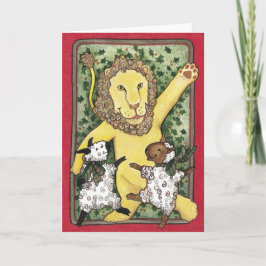 León y lambs, tarjeta de Navidades