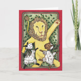 León y lambs, tarjeta de Navidades