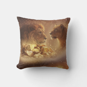 León y Leona Resplandor Dorado — Almohada