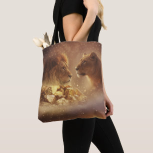 León y Leona Resplandor Dorado — Bolsa tote