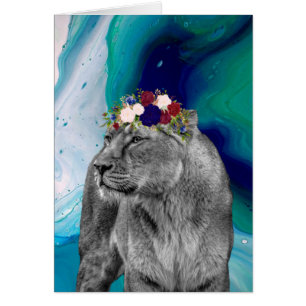 Leona León Animal Chica Corona de Flores Colorido
