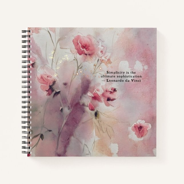 Leonardo da Vinci Cita Diario Floral Rosa (Anverso)