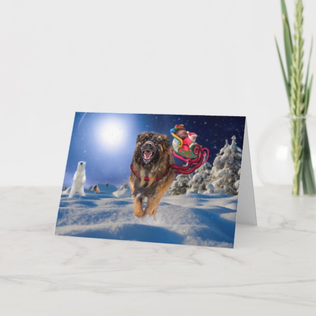 ¡Leonberger ahorra Santa! Tarjeta doblada del día (Anverso)
