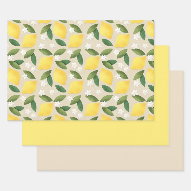 Leones amarillas, hojas verdes y flores blancas (Set)