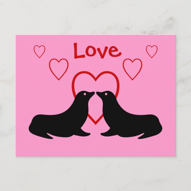 Leones del mar de besos - postal de amor (Anverso)