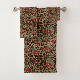 Leopard Cheetah Animal Print Red Cherry