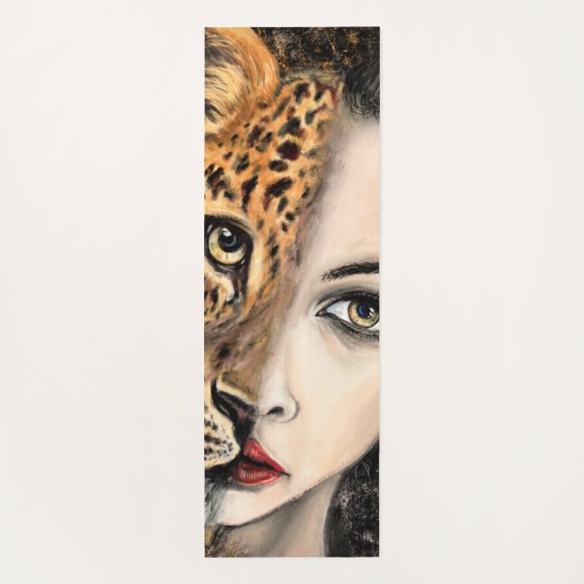 Leopard Chica Face Fantasy Yoga Mat Pintura (Reverso)
