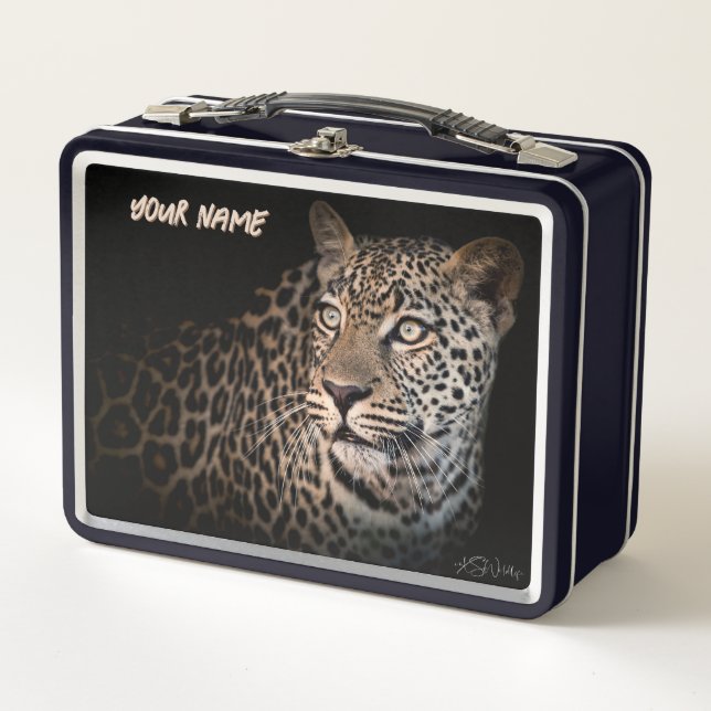 Leopard Gaze Lunch Box - Personalizado Safari Gift (Anverso)