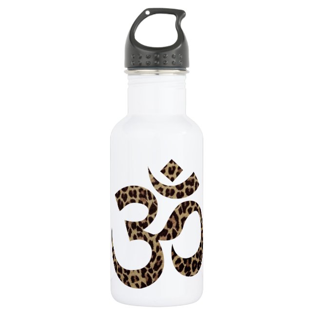 Leopard Om Symbol Botella de agua inoxidable de 18 (Anverso)