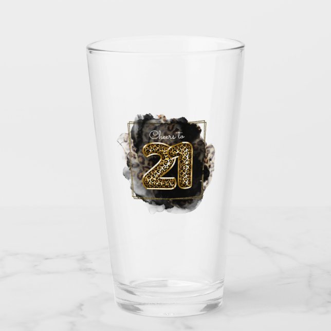 Leopard Print Cheers a 21 cumpleaños Hip Barware (Anverso)