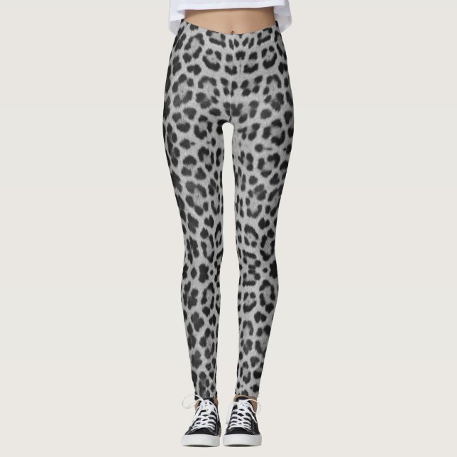 Leopard Print Gray Pattern Ladies Leggings (Anverso)