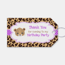 Leopard Print Purple Quatrefoil Etiqueta 'Gracias'