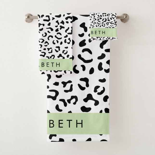 Leopard Print, Spots, Black And White, Tu Nombre (In situ)