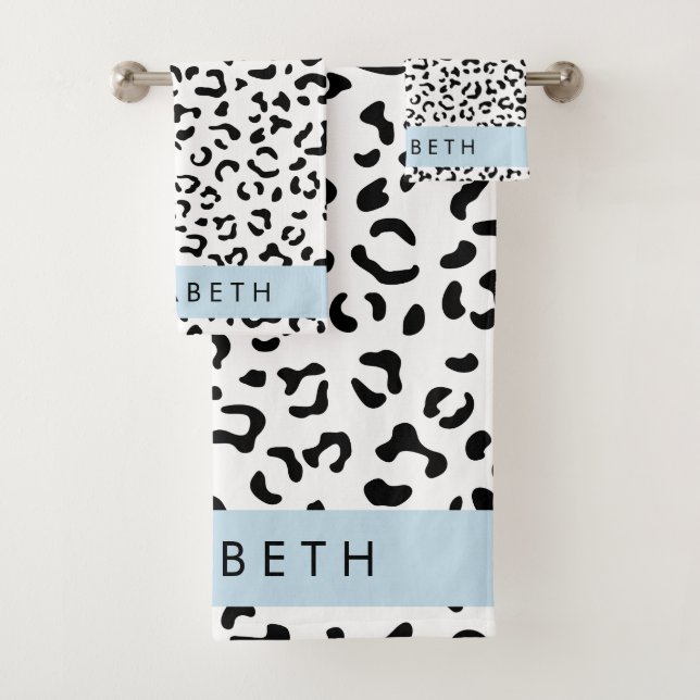 Leopard Print, Spots, Black And White, Tu Nombre (In situ)