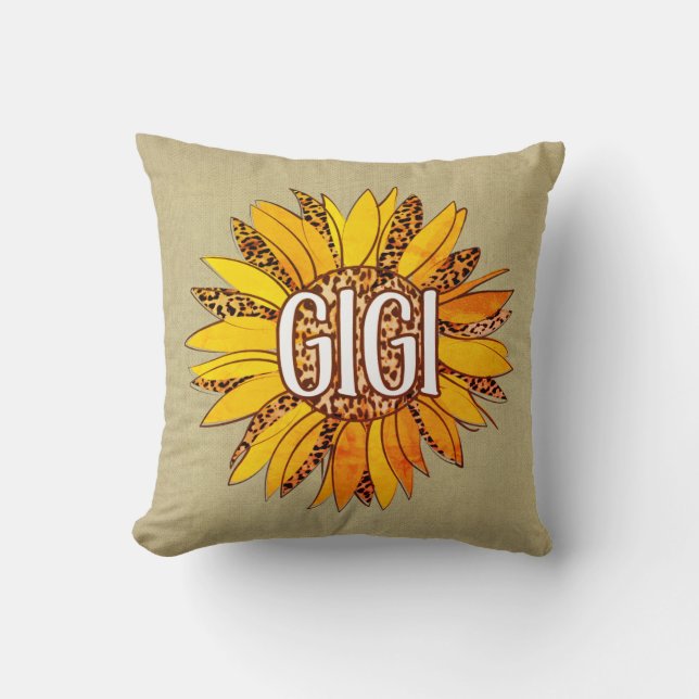 Leopard Print Sunflower GIGI Cojín decorativo (Anverso)