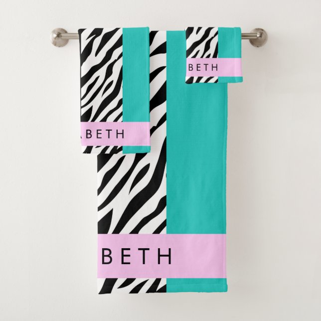 Leopard Print, Zebra Print, Blue, Your Name (In situ)