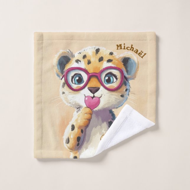 Leopard Valentine's Day Heart Badge - Kids School  (Toallita)