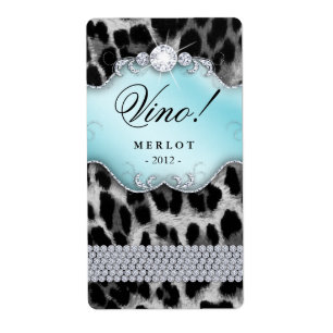 Leopardo azul negro de la etiqueta del vino