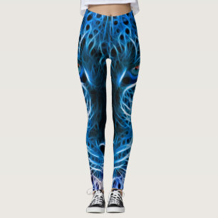 Leopardo azul Neon Impresión Leggings & Yoga Pants