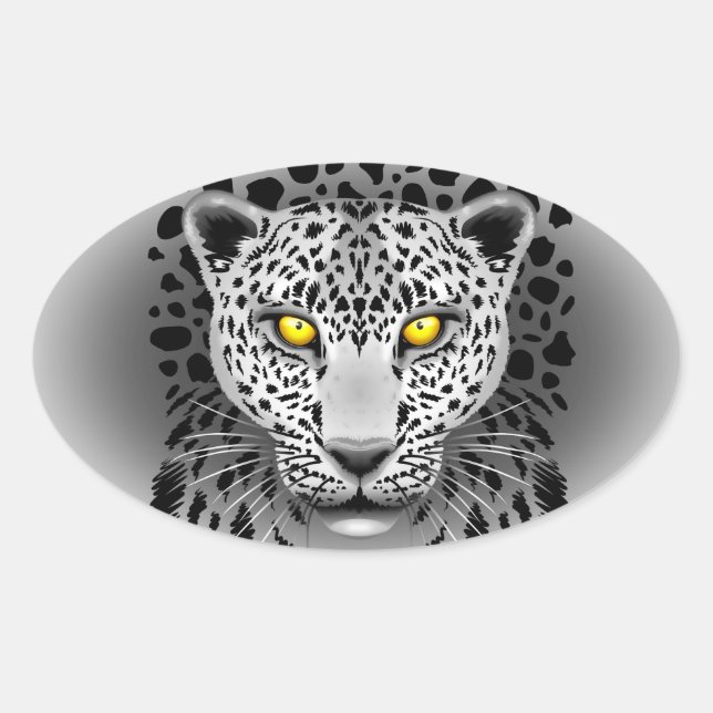 Leopardo blanco con Pegatinas del óvalo de los ojo (Anverso)